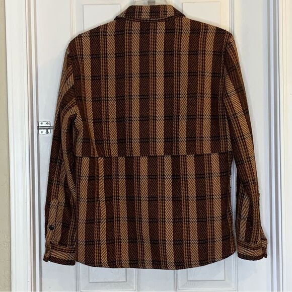Urban Outfitters BDG Brown Plaid Shirr Jacket Size Small - Picture 9 of 9